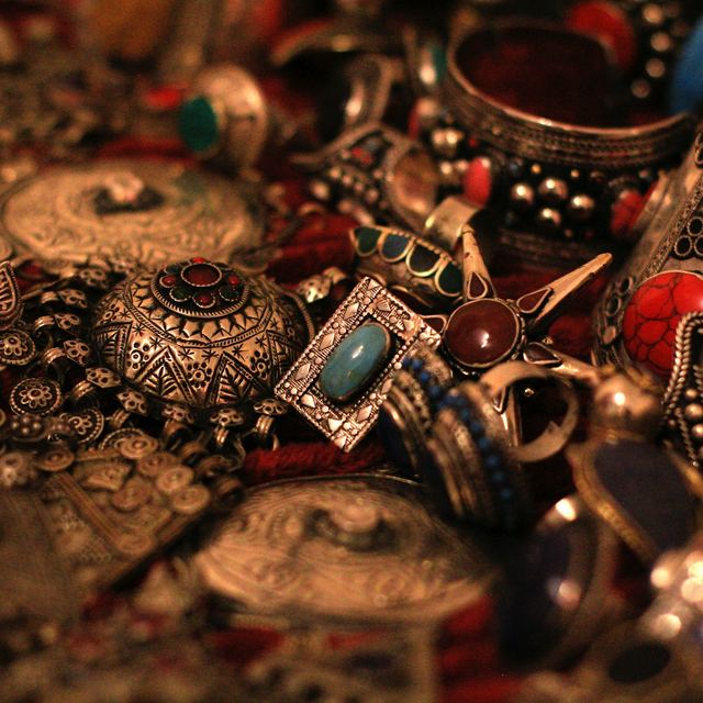 A pile of jewelry on a table